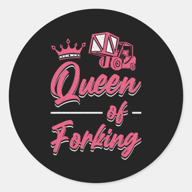 Gabelstaplerkönigin Runder Aufkleber (Vorderseite)
