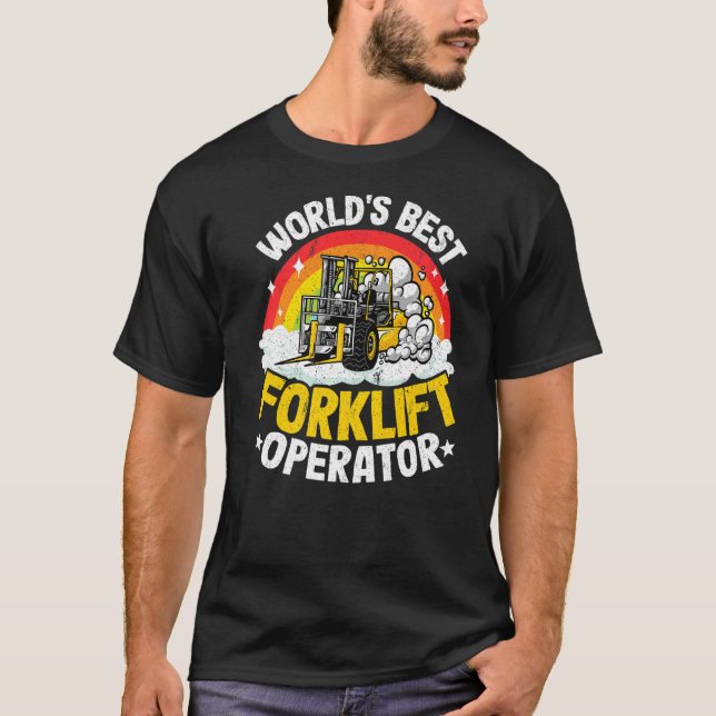 Gabelstaplerläufer-Rainbow-Welten-Bester Gabelstap T-Shirt (Vorderseite)