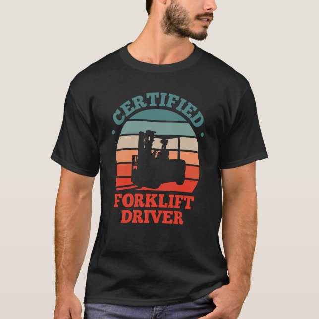 Gabelstaplerzertifizierter Retro-Gabelstapler T-Shirt (Vorderseite)