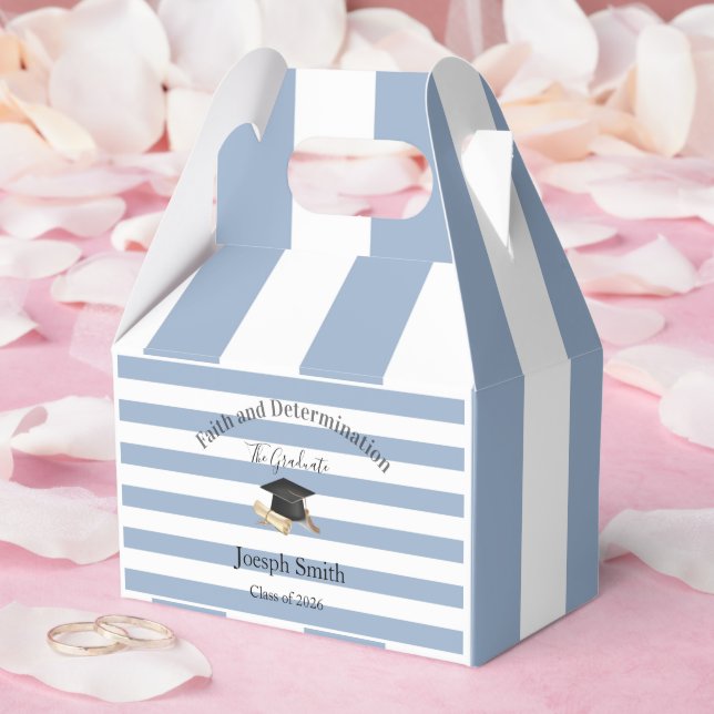 Gable Favor Box Blue Stripe Graduate 2026 Geschenkschachtel (Hochzeit)