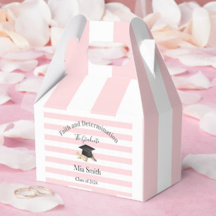 Gable Favor Box Rosa Streifen Absolvent 2026 Geschenkschachtel