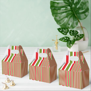 Gable Favor Box Streifen rot grün und weiß Geschenkschachtel