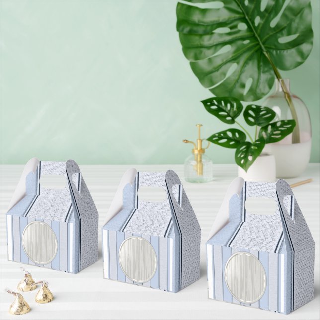 Gable Favor Box Stripe Blue und White Geschenkschachtel (Zahlreiche)