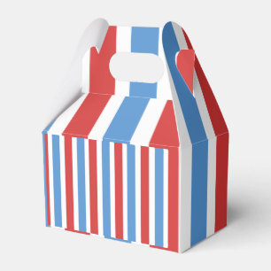 Gable Favor Box Stripe Red Blue und White Geschenkschachtel