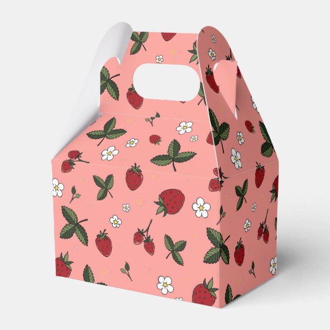 Gabled Pink Strawberry Gastgeschenk Geschenkboxen Geschenkschachtel (Vorderseite)