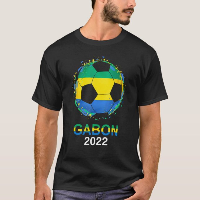 Gabon Flag 2022 Unterstützer Gabonese Fußball Team T-Shirt (Vorderseite)