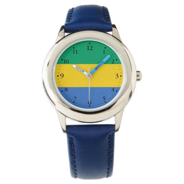 Gabon Flag Armbanduhr (Vorderseite)