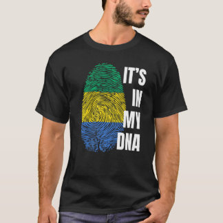 Gabon Flag DNA Fingerprint Schwarze Geschichte Mon T-Shirt