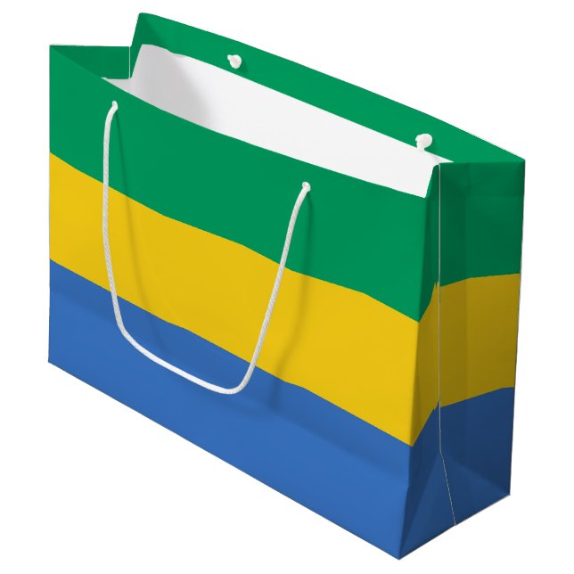 Gabon Flag Große Geschenktüte (Vorderseite Schrägansicht)