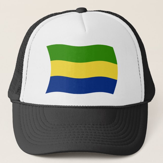 Gabon Flag Hat Truckerkappe (Vorderseite)