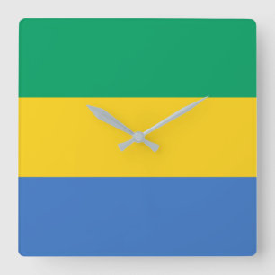 Gabon Flag Quadratische Wanduhr