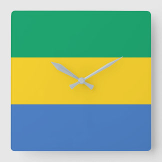 Gabon Flag Quadratische Wanduhr