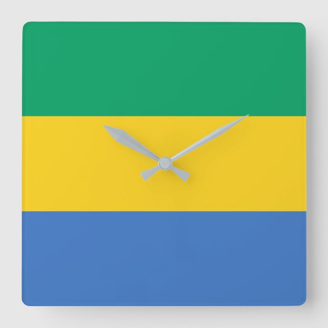 Gabon Flag Quadratische Wanduhr (Vorderseite)