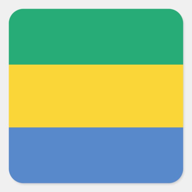 Gabon Flag Quadratischer Aufkleber (Vorderseite)