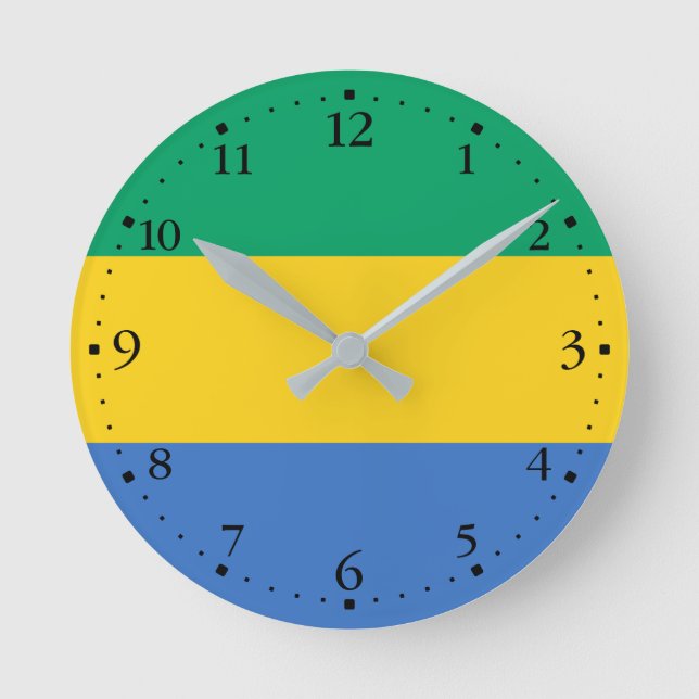 Gabon Flag Runde Wanduhr (Vorderseite)