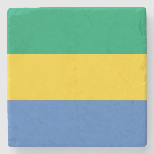 Gabon Flag Steinuntersetzer (Vorderseite)