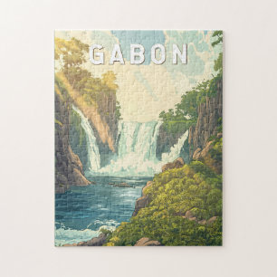 Gabon Illustration Reise Kunst Vintage Puzzle