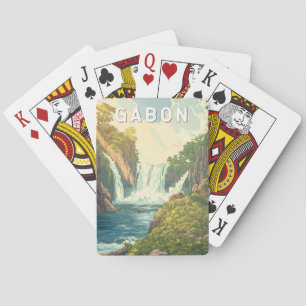 Gabon Illustration Reise Kunst Vintage Spielkarten