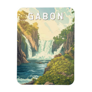 Gabon Illustration Travel Art Vintag Magnet