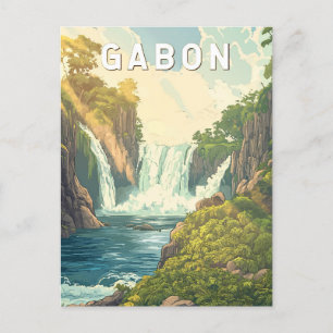 Gabon Illustration Travel Art Vintag Postkarte