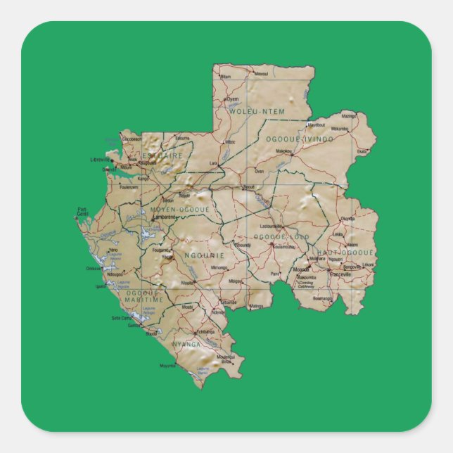 Gabon Map Sticker (Vorderseite)
