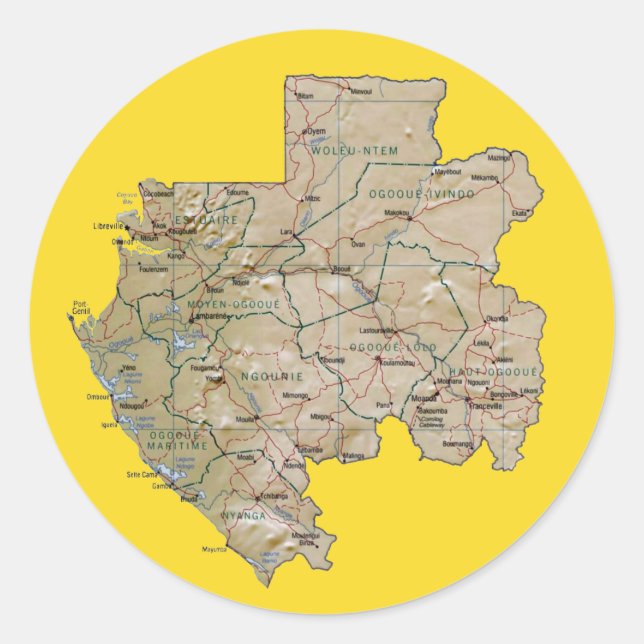 Gabon Map Sticker (Vorderseite)