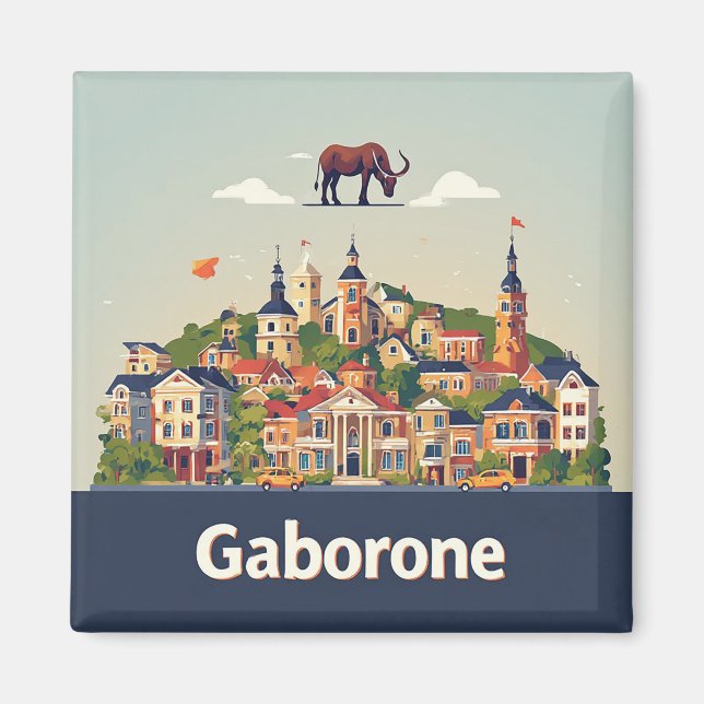 🧲 Gaborone-Reiseandenken für Ihre Sammlung ✈️ Magnet (Vorne)