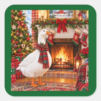 Gabriel die Gans Frohe Weihnachten Quadratischer Aufkleber