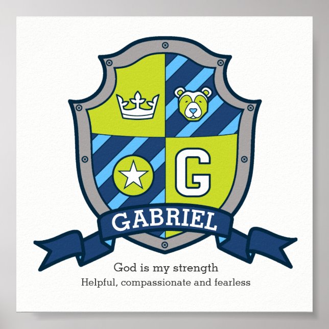 Gabriel Jungs Name bedeutet Heraldry Bären Wappen Poster (Vorne)