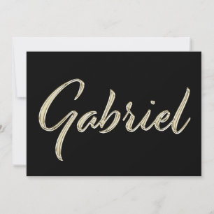 Gabriel Name white gold Handwriting Karte