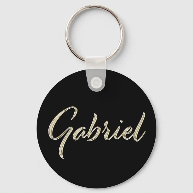 Gabriel Name Whitegold Button schlüssel anhänger Schlüsselanhänger (Vorderseite)