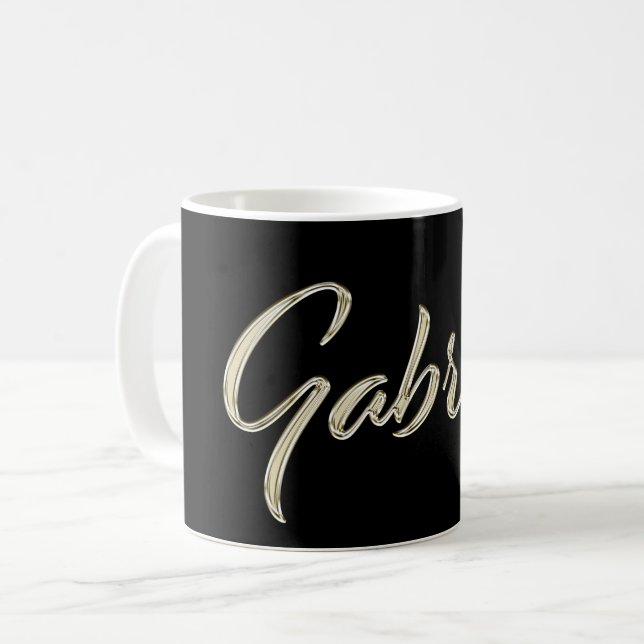 Gabriel Name whitegold Tasse Teetasse Kaffeetasse (Vorderseite Links)