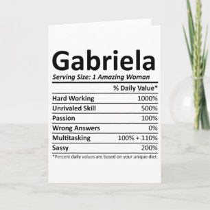 Gabriela Nutrition Personalisierter Name Lustiges Karte