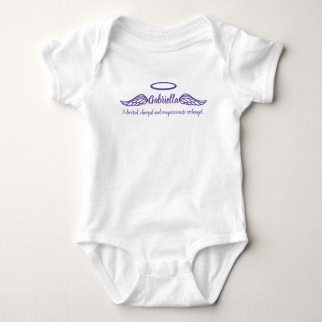 Gabriella girls name & bedeutung angel wings lila baby strampler (Vorderseite)