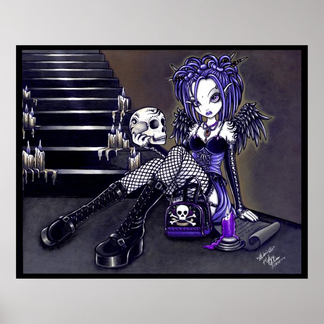 Gabriella Gothic Blue Skull Angel Poster (Vorne)