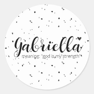 GABRIELLA Name bedeutet minimale moderne schwarze  Runder Aufkleber