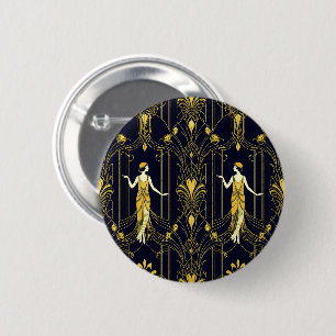 Gabsy Gold- und Schwarz-Dekorationsmuster Button