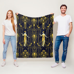 Gabsy Gold- und Schwarz-Dekorationsmuster Fleecedecke