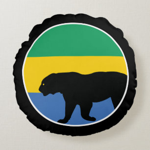 Gabun Black Leopard Gabonese National Animal Flag Rundes Kissen