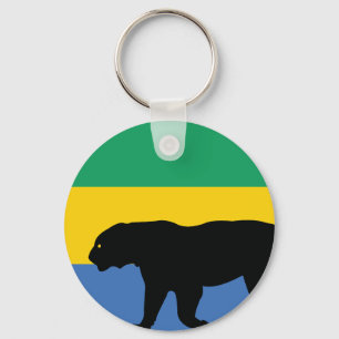 Gabun Black Leopard Gabonese National Animal Flag Schlüsselanhänger