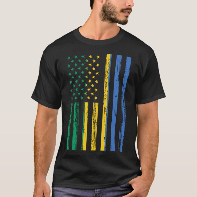 Gabun Flag America US Es liegt in meiner DNA für G T-Shirt (Vorderseite)