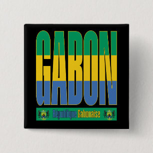 Gabun Flag Text Design Button