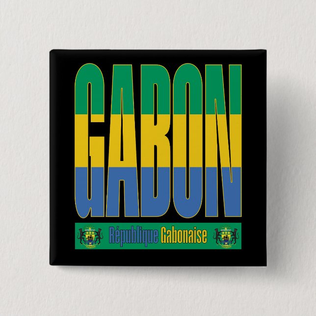 Gabun Flag Text Design Button (Vorderseite)