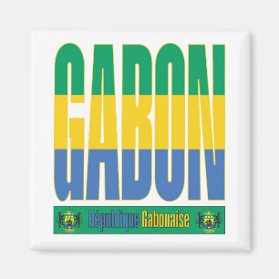 Gabun Flag Text Design Magnet