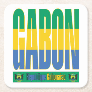 Gabun Flag Text Design Rechteckiger Pappuntersetzer