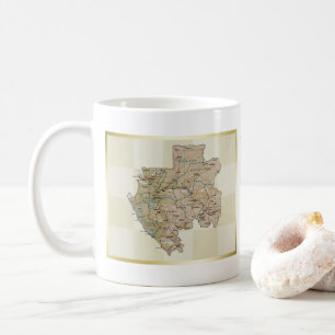 Gabun Flagge + Karte Tasse