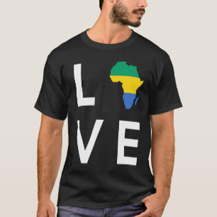 Gabun-Flagge Liebe Afrika Kontinent-Silhouette für T-Shirt
