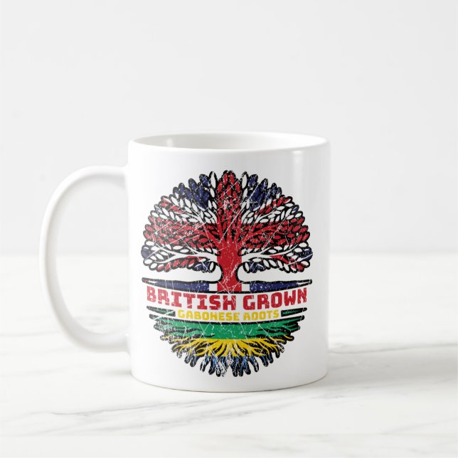 Gabun Gabonese British UK Tree Roots Flag Kaffeetasse (Links)