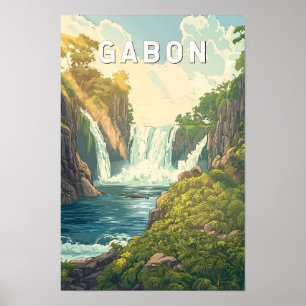 Gabun Illustration Reise Kunst Vintage Poster