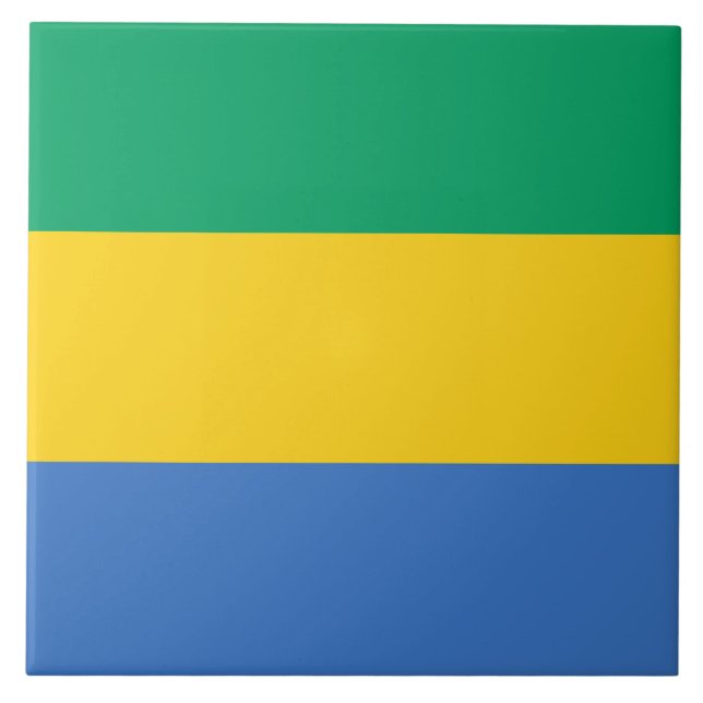 Gabunische Flagge (Gabun) Fliese (Vorderseite)